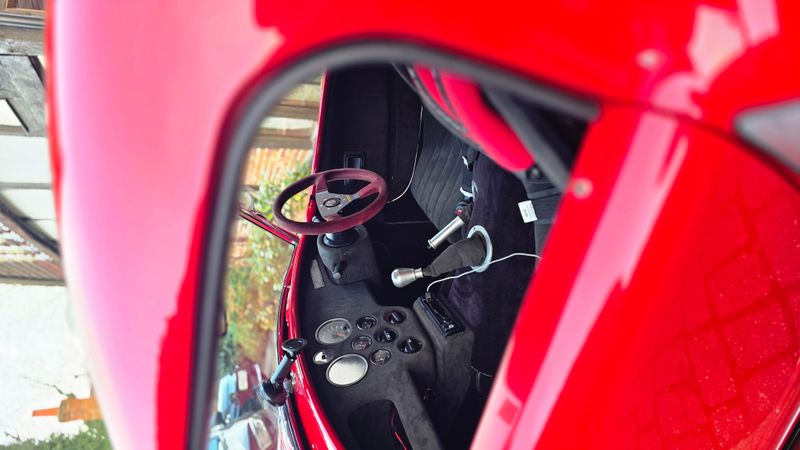 Red AC Cobra interior cabin, dashboard and gear stick
